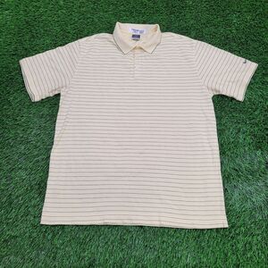 NIKE Stripes Polo Shirt XL 24x31 Yellow Dri-Fit